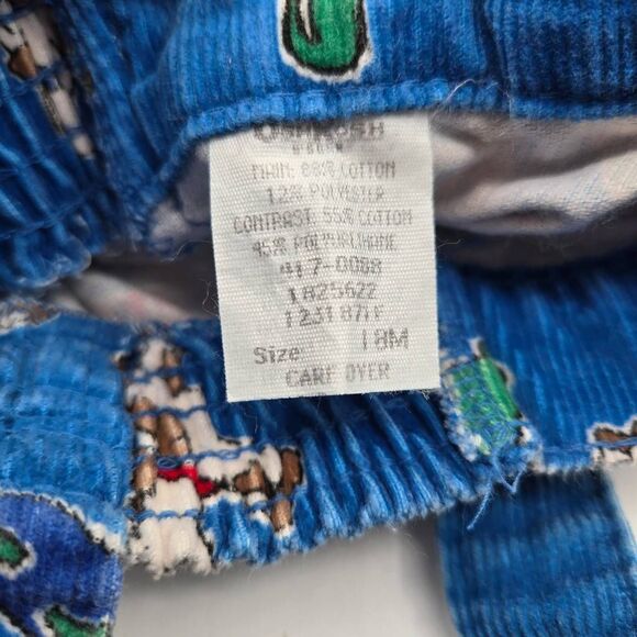 Vtg Oshkosh Corduroy Western Horse Suspender Pants Size 18 Months Overalls Blue - Picture 4 of 4